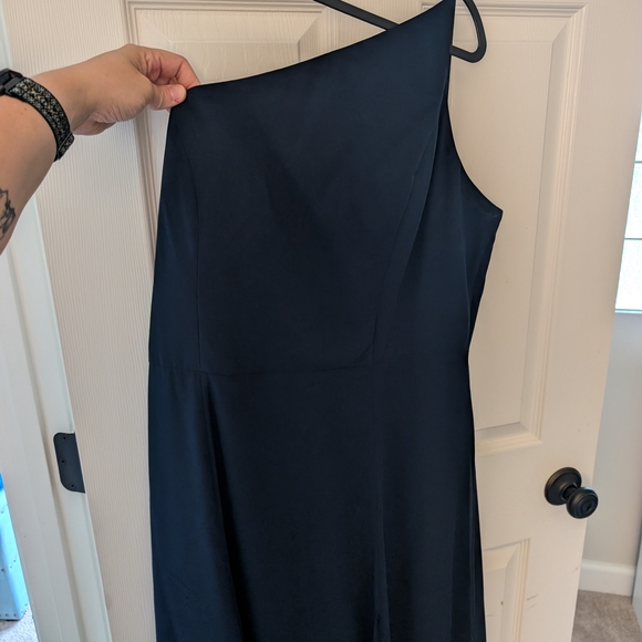 Jenny Yoo Navy Asymmetrical One-Shoulder Cocktail Dress - Picture 3 of 5